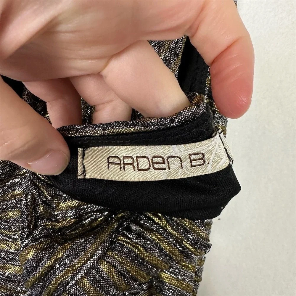 Arden B Cocktail Dress‎ Women's XS Sleeveless Metallic Open Back Mock Neck - Picture 7 of 9